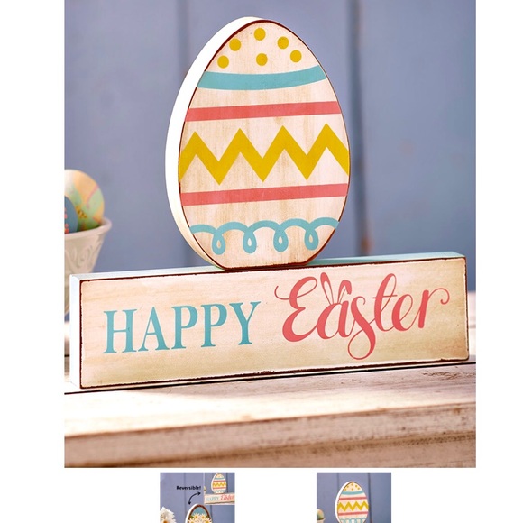 NWT (2) Pc. Easter/Spring Reversible Block Set, New - Picture 2 of 16